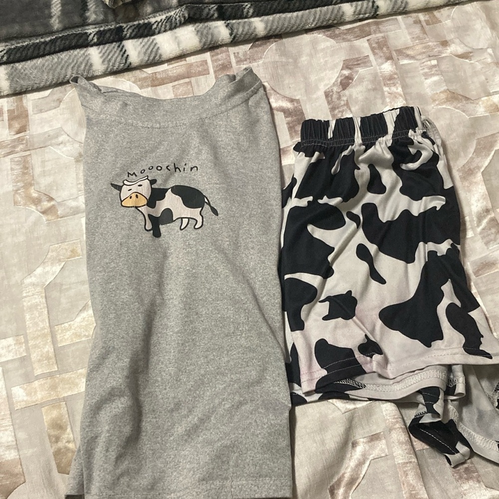 Cow print shorts and top set #cowprint